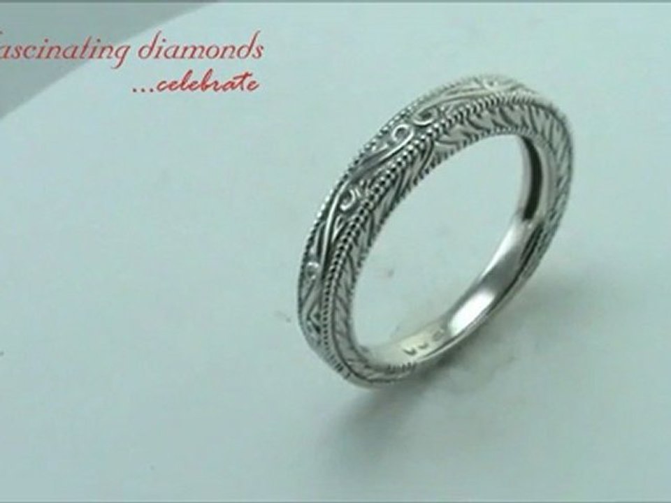 3MM Thick Solid Gold Vintage Engraved Anniversary Band