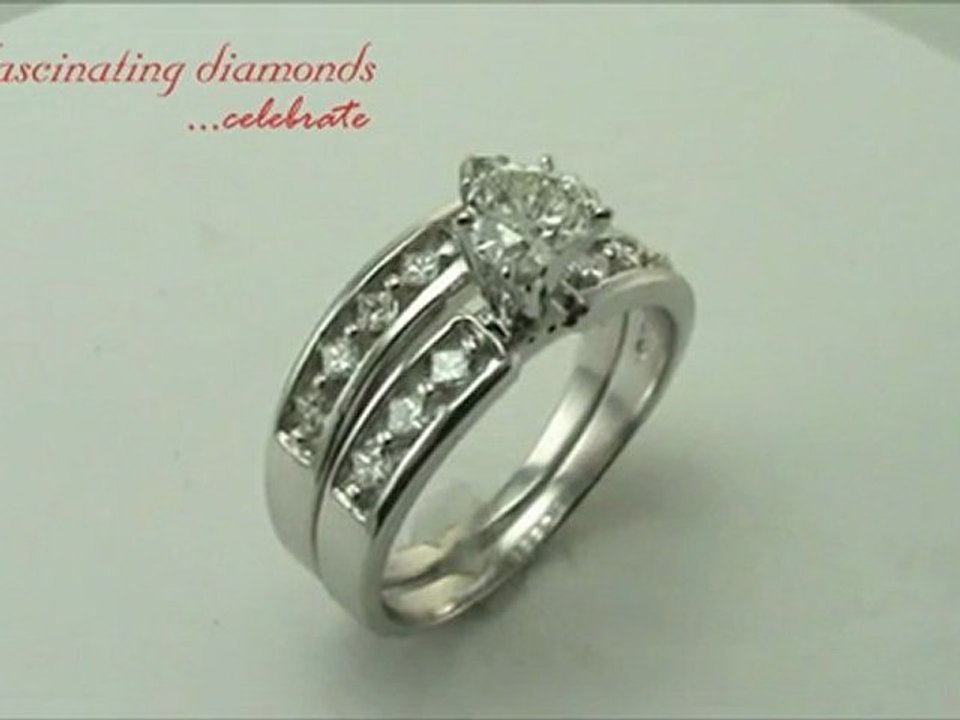 Heart Shape Diamond Engagement Kite Channel-Set Wedding Rings Set