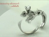 Cushion Cut Diamond Wedding Rings Set in Swirl Prong Setting