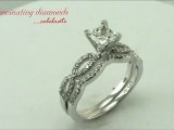Princess Cut Diamond Split swirl Band Wedding Bridal Ring Set