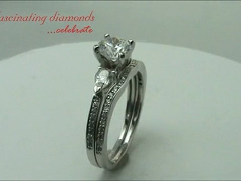 Princess Cut Three Stone Diamond Pave-Set Wedding Rings Set