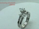 Heart Shape and Princess Diamond Bridal Ring Set Kite Shape
