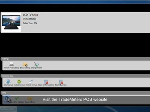 TradeMeters POS Home Module-Delete All Transactions and Business Data, Help Menu