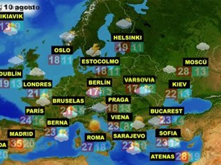 El tiempo en Europa, por países, previsión del miércoles 10 y jueves 11 de agosto
