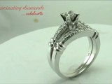 Princess Cut Diamond Bridal Wedding Ring Set with Round Diamonds Set In Prong Setting