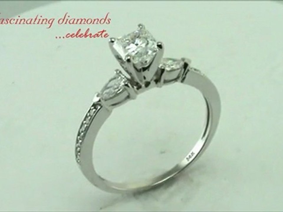 Princess Cut Diamond Three Stone Pave-Set Engagement Ring