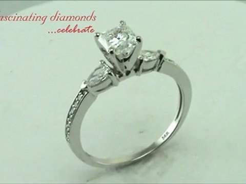 Princess Cut Diamond Three Stone Pave-Set Engagement Ring