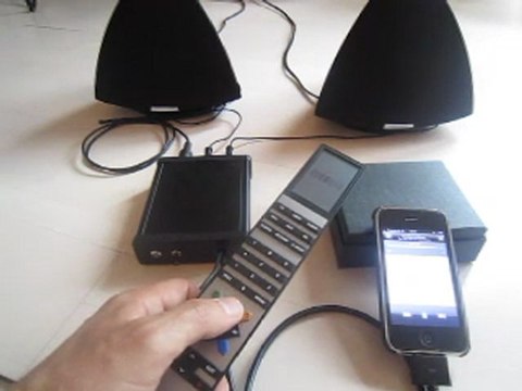 Iphone iPod with speakers Beolab from Bang Olufsen use Beo4 remote