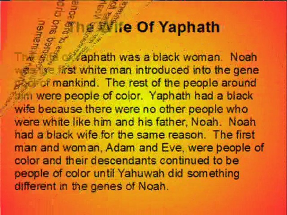 NOAH WAS A WHITE MAN