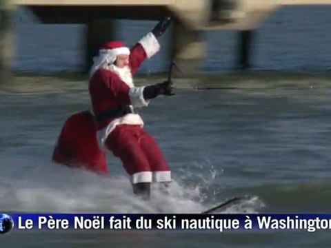 Le Père-Noël fait du ski nautique à Washington