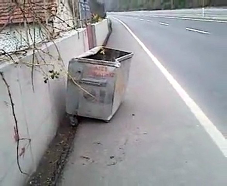 ÇÖP KONTEYNIRI  KAZAYA SEBEP OLDU