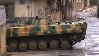 tanks in the streets of Homs-Syria to repress the demonstrations