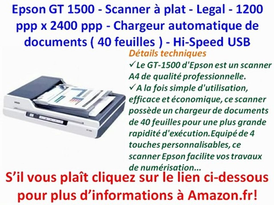 Epson GT 1500 - Scanner à plat -Legal - 1200 ppp x 2400 ppp -Chargeur automatique-Hi-Speed USB