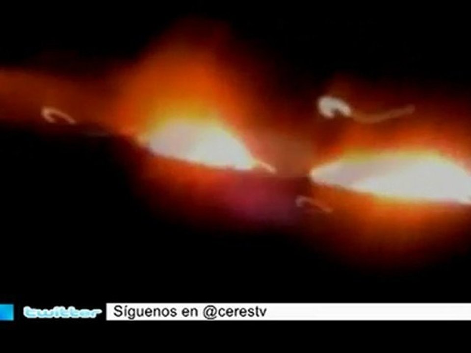 Vídeo amateur del escondite de Bin Laden ardiendo