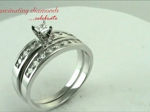 Princess Cut Diamond Engagement Kite Channel-Set Wedding Rings Set