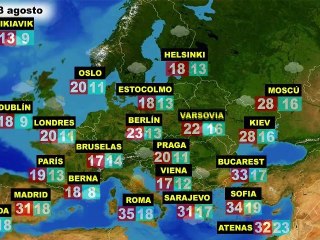 El tiempo en Europa, por países, previsión del lunes 8 de agosto