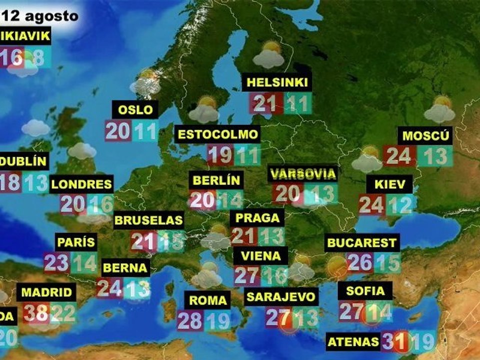 El tiempo en Europa, por países, previsión jueves 11 y viernes 12 de agosto
