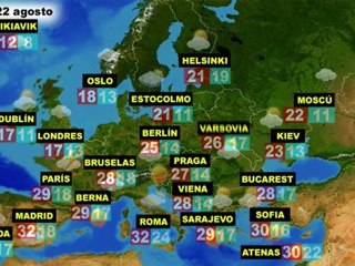 El tiempo en Europa, por países, previsión lunes 22 de agosto