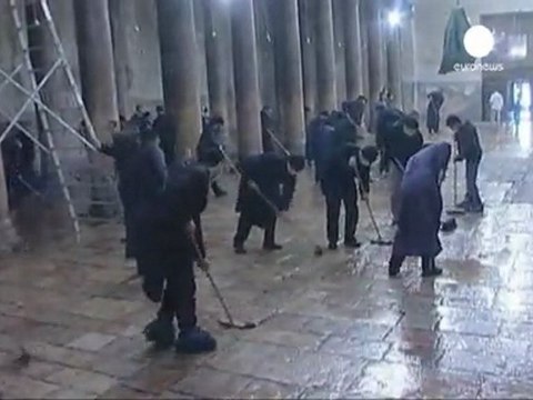 Orthodox priests clash in Bethlehem broom fight
