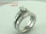 Emerald and Princess Cut Diamond Engagement Wedding Rings Set In Channel Setting