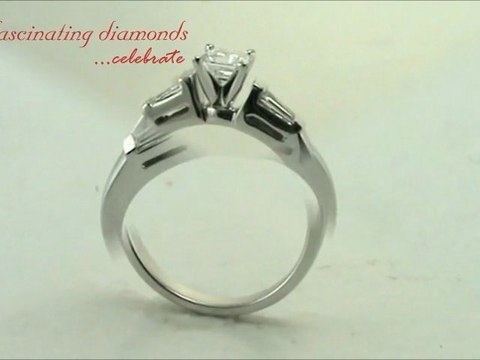 Asscher Cut & Baguette Three Stone Diamond Engagement Ring