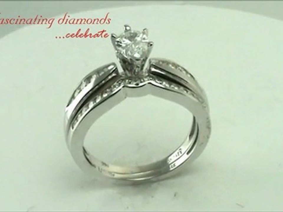 Pear Shape Diamond Tapered Cathedral Engagement Ring Channel Setting