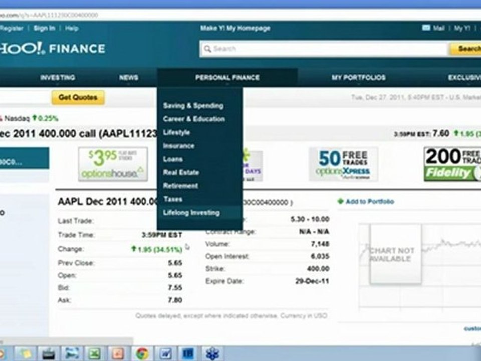 View and Analysis of Apple on 27th Dec 2011 yahoo finance options by Sean Seshadri.wmv
