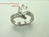 Oval Shape Diamond Pave Set Zee Shaped Petite Wedding Bridal Ring Set