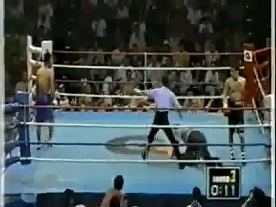 Un boxeur met KO l'arbitre