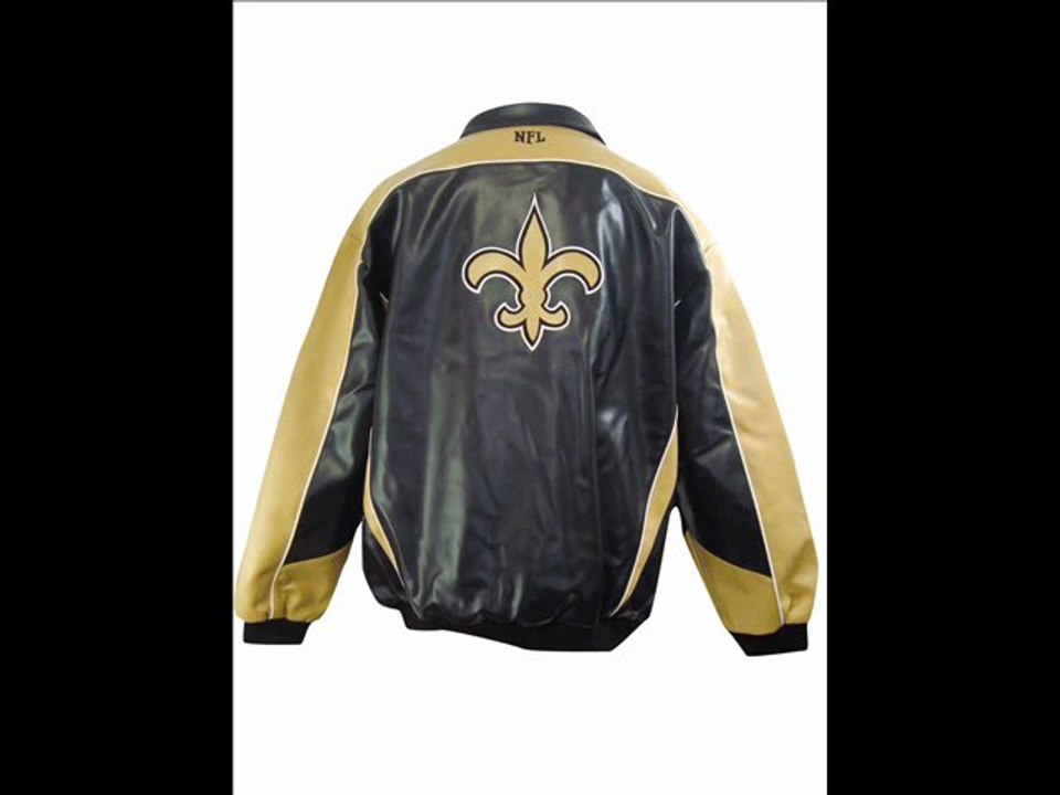New Orleans Saints Black Varsity Pleather Jacket 5xlarge  62-64
