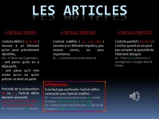 Articles Définis, indéfinis et partitifs