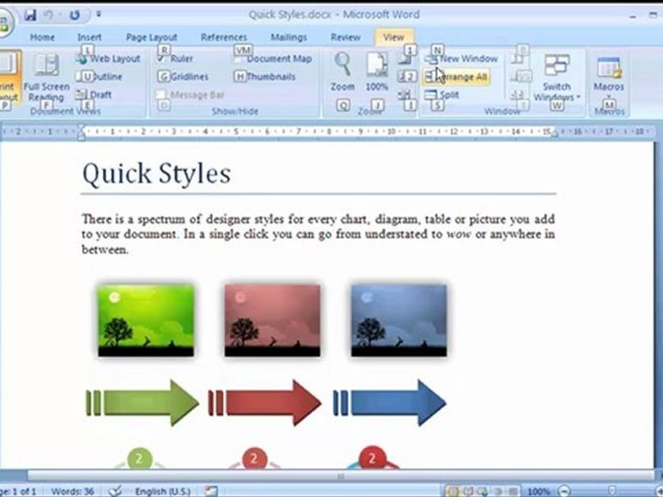 Learn Word 2007 - Ribbons تعليم وورد - لوحة الأدوات