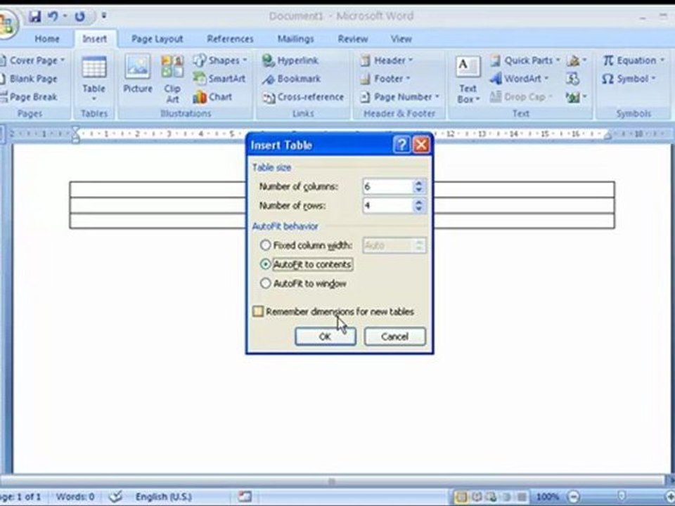 Learn Word 2007 تعليم وورد - إنشاء الجداول