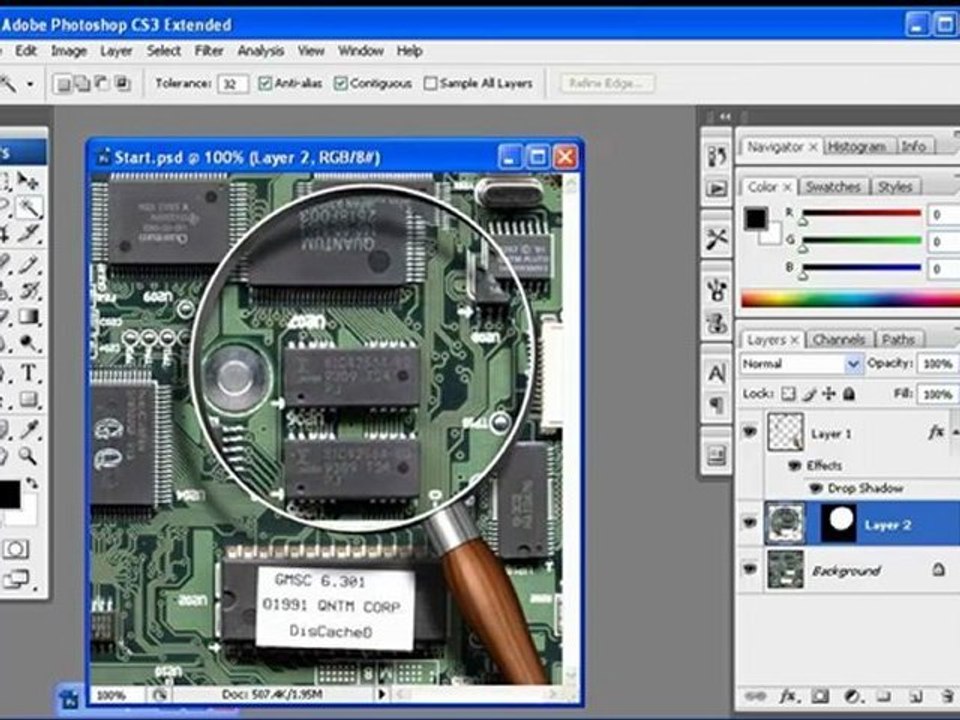 Learn Photoshop CS3 Application تطبيقات فوتوشوب - عمل تأثير العدسة
