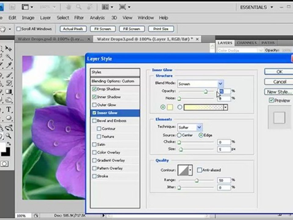Learn Photoshop CS4 تعليم فوتوشوب - كيفية عمل قطرات المياه