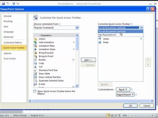 تهيئة واجهة البرنامج - PowerPoint 2010 تعليم بوربوينت