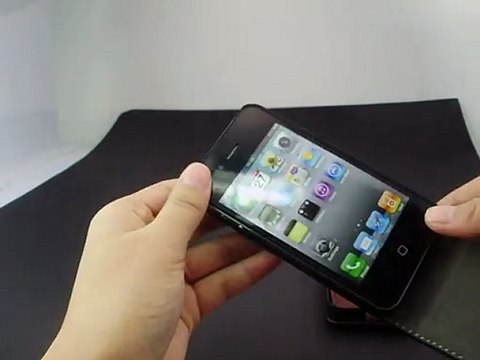 Durable iPhone 4S Sheepskin Leather Flip Case Black