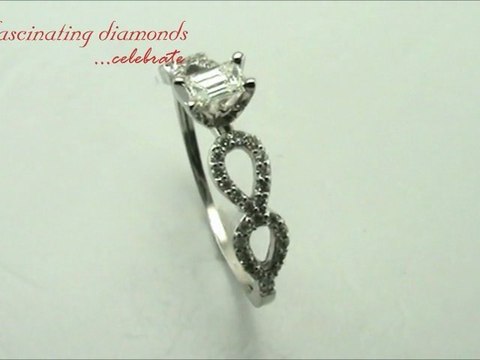 Emerald Cut Split Swirl Band Diamond Engagement Ring Set