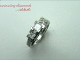 Princess Cut 3 Stone Diamond Engagement Ring in V-Prong and Pave Setting