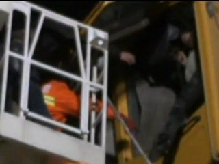 Crane tips backwards in China