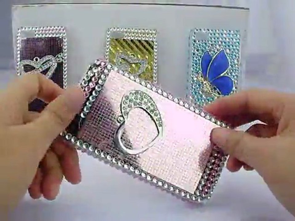 Love Heart Decorated iPhone 4S Rhinestone Case