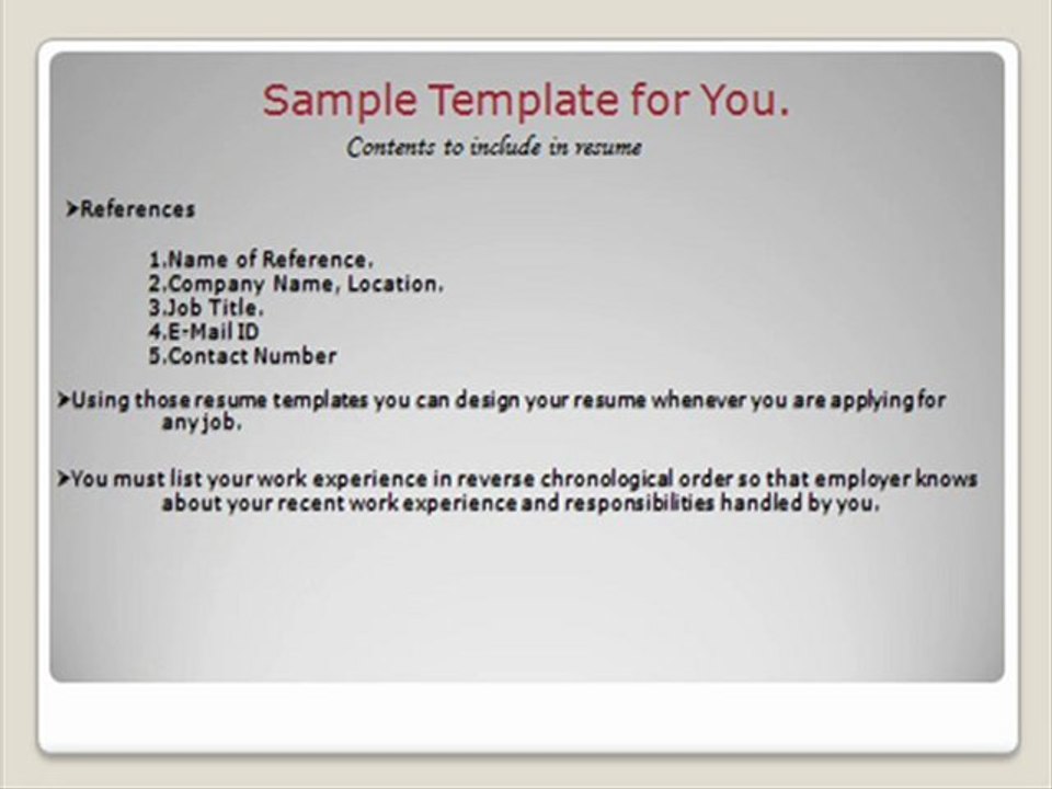 Resume Templates and Samples