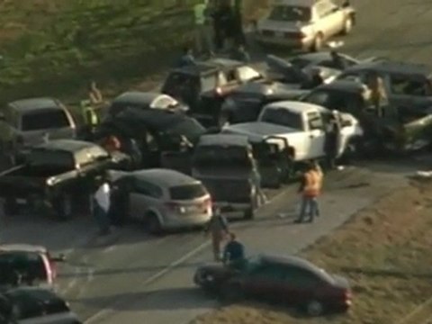 Dozens injured in massive car pileup
