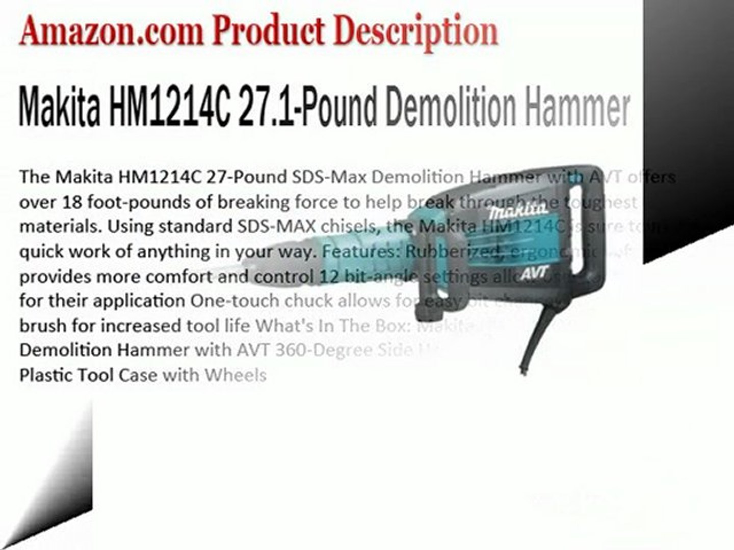 Makita HM1214C 27.1-Pound Demolition Hammer - video Dailymotion