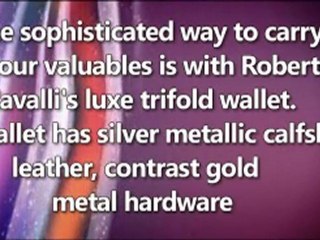 Bestselling Roberto Cavalli luxe trifold calfskin wallet