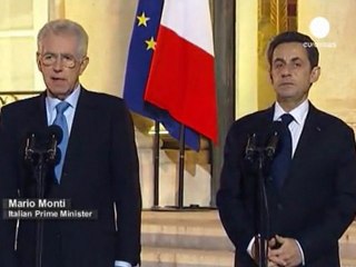 Monti e Sarkozy fiduciosi sul futuro dell'euro
