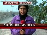 UP polls: After poll panel's order, draping of Mayawati's statues begins