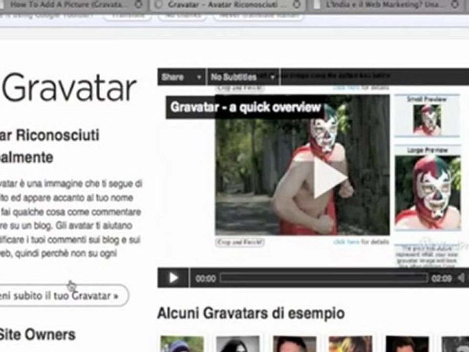 Aggiungi un'immagine (Gravatar)