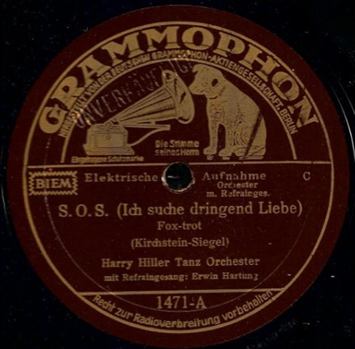 SOS (Ich suche dringend Liebe) - Harry Hiller Tanzorchester mit Gesang Erwin Hartung