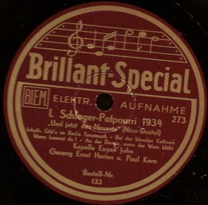 Schlager Potpourri 1934 - Kapelle Eugen Jahn mit Erwin Hartung & Paul Dorn